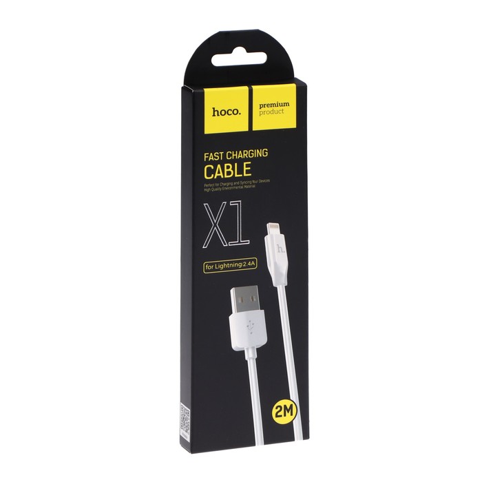 Кабель Hoco X1, Lightning - USB, 2.4 А, 2 м, белый - фото 51489879