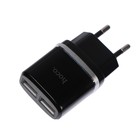 Сетевое зарядное устройство Hoco C12, 2 USB - 2.4 А, черный - Фото 2