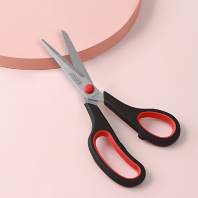 УЦЕНКА Ножницы универсальные, скошенное лезвие, 7.5", 19.5 см, чёрные, красные