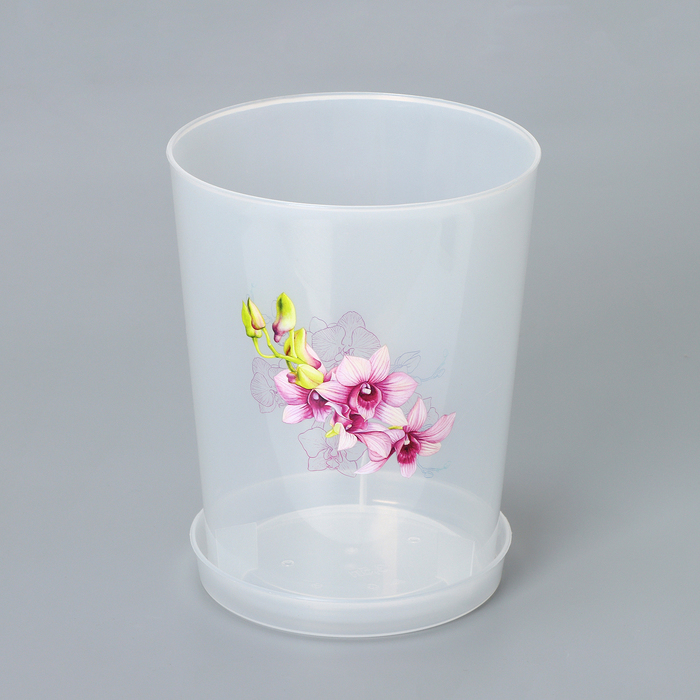 Горшок для орхидей с поддоном, 3,5 л, цвет прозрачный - фото 1908240761