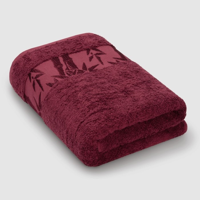 Полотенце махровое «Бамбук», размер 90х150 см, цвет бордовый