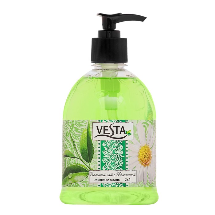 Жидкое мыло Vesta 2 в 1 «Зелёный чай с ромашкой», 500 мл - Фото 1