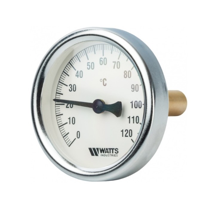 Термометр Watts 10005800, биметаллический, с погружной гильзой 63 мм 1/2", штуцер 50 мм - Фото 1