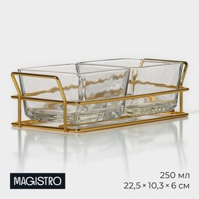 Менажница стеклянная Magistro «Званый прием», 2 секции, 250 мл, 22,5x10,3x6 см