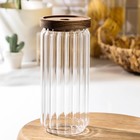 Банка стеклянная для хранения сыпучих продуктов Magistro «Дафна», 1 л, 9×20 см, с деревянной крышкой - Фото 1