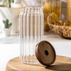 Банка стеклянная для хранения сыпучих продуктов Magistro «Дафна», 1 л, 9×20 см, с деревянной крышкой - Фото 2