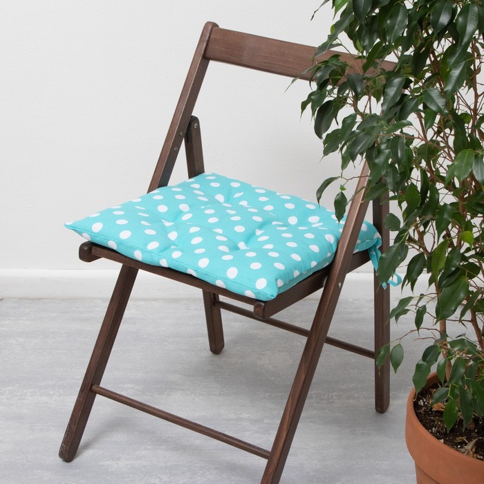 Подушка на стул «Доляна. Мятная карамель», 42×42×7 см, голубая - Фото 1