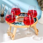 Столик-поднос с эпоксидной пищевой смолой Adelica, со складывающимися ножками, 30×13 см, цельный массив кедра, рисунок МИКС - Фото 7