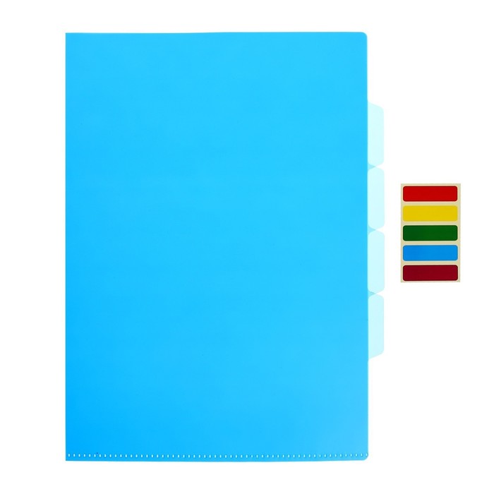 Папка-уголок, А4, 150 мкм, Calligrata, 3 отделения, прозрачная, синяя - Фото 1