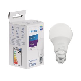 Лампа светодиодная Philips Ecohome Bulb 840, E27, 9 Вт, 4000 К, 720 Лм, груша