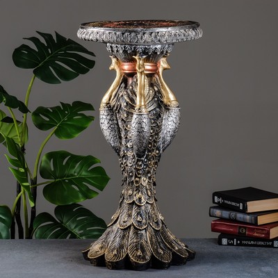 Фигура - подставка для мелочей «Столик. Павлины», гипс, бронза-золото, 68×35×35 см