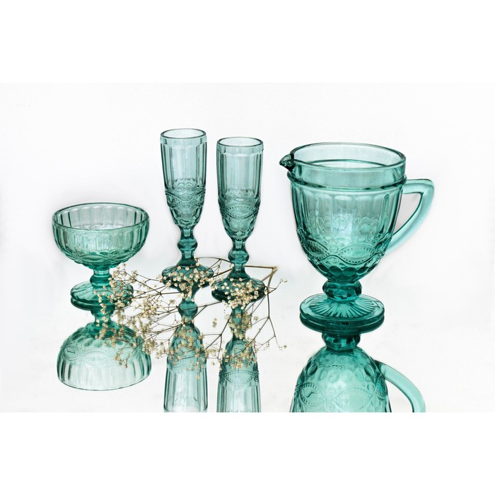 Креманка стеклянная Magistro «Ла-Манш», 350 мл, 12×10,5 см, цвет бирюзовый - фото 1905953054