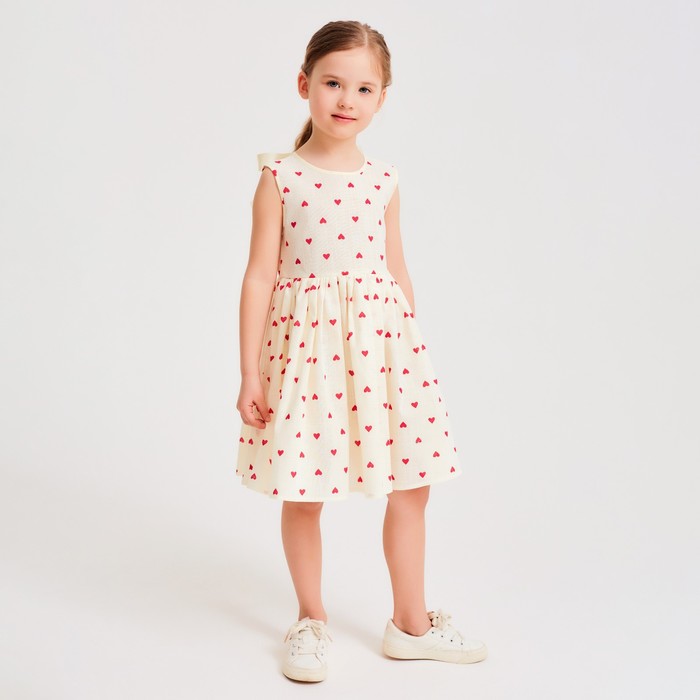 Платье для девочки MINAKU: Cotton Collection цвет бежевый, рост 116