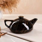 Чайник для заварки "Плоский", пенка, чёрный, керамика, 0.8 л - фото 9642078