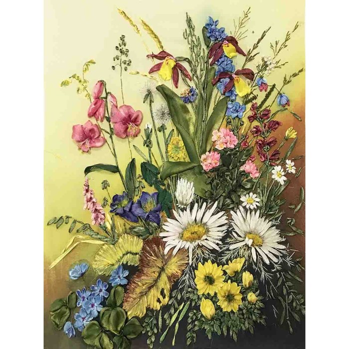 Набор для вышивания лентами, 27 × 35 см, «Луговые цветы» - Фото 1