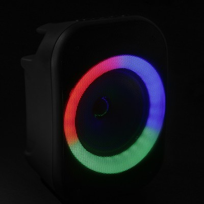 Портативная колонка Perfeo DISCO RING, FM, MP3, microSD, USB, AUX, 20 Вт, 3600 мАч, черная