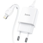 Сетевое зарядное устройство Hoco N9, USB - 2.1 А, кабель Lightning 1 м, белый 7687015 - фото 14611980