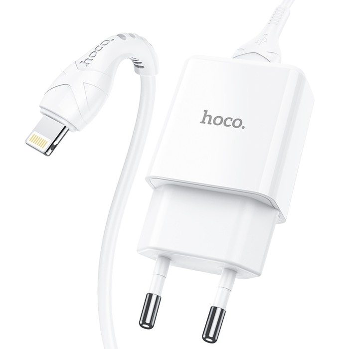 Сетевое зарядное устройство Hoco N9, USB - 2.1 А, кабель Lightning 1 м, белый - фото 51484292