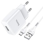 Сетевое зарядное устройство Hoco N9, USB - 2.1 А, кабель microUSB 1 м, белый - Фото 8