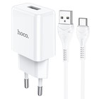 Сетевое зарядное устройство Hoco N9, USB - 2.1 А, кабель Type-C 1 м, белый - фото 51489892 Сетевое зарядное устройство Hoco N9, USB - 2.1 А, кабель Type-C 1 м, белый - фото 51489892