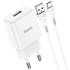 Сетевое зарядное устройство Hoco N9, USB - 2.1 А, кабель Type-C 1 м, белый - фото 51489893 Сетевое зарядное устройство Hoco N9, USB - 2.1 А, кабель Type-C 1 м, белый - фото 51489893