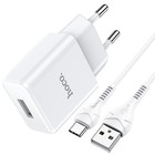 Сетевое зарядное устройство Hoco N9, USB - 2.1 А, кабель Type-C 1 м, белый - фото 51489898 Сетевое зарядное устройство Hoco N9, USB - 2.1 А, кабель Type-C 1 м, белый - фото 51489898