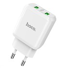 Сетевое зарядное устройство Hoco N6, 18 Вт, 2 USB QC3.0 - 3 А, белый - Фото 2