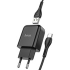 Сетевое зарядное устройство Hoco N2, USB - 2.1 А, кабель Type-C 1 м, черный - Фото 3
