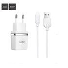 Сетевое зарядное устройство Hoco C11, USB - 1 А, кабель microUSB 1 м, белый - Фото 2