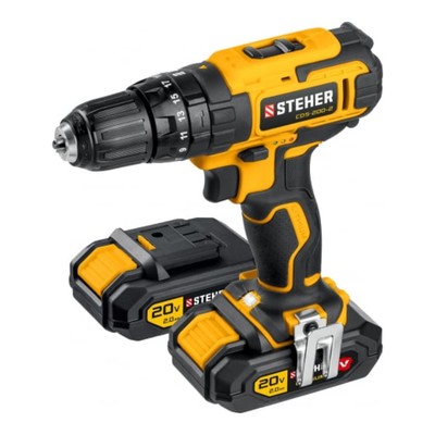 Дрель шуруповерт ударная STEHER CDS-200-2, 350-1350 об/мин, 2 АКБх2 Ач, 2 скор., 40 Нм