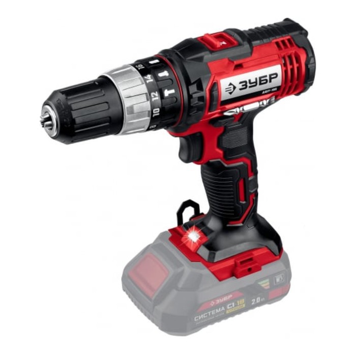 Дрель-шуруповерт ударная ЗУБР ДШУ-185, 18 В, 1400 об/мин, 22500 уд/мин, БЕЗ ЗУ и АКБ - Фото 1
