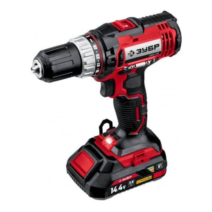 Дрель-шуруповерт ЗУБР ДШЛ-145-21, аккумуляторный, 1х2 Ач, БЗП, 2-13 мм, 0-400/0-1400 об/мин - Фото 1