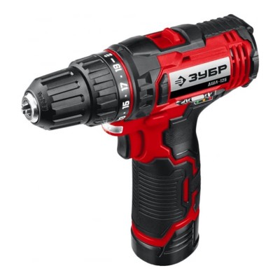 Дрель-шуруповерт ЗУБР, аккумуляторный, 1×1.3 Ач, БЗП, 0.8-10 мм, 0-350/0-1300 об/мин
