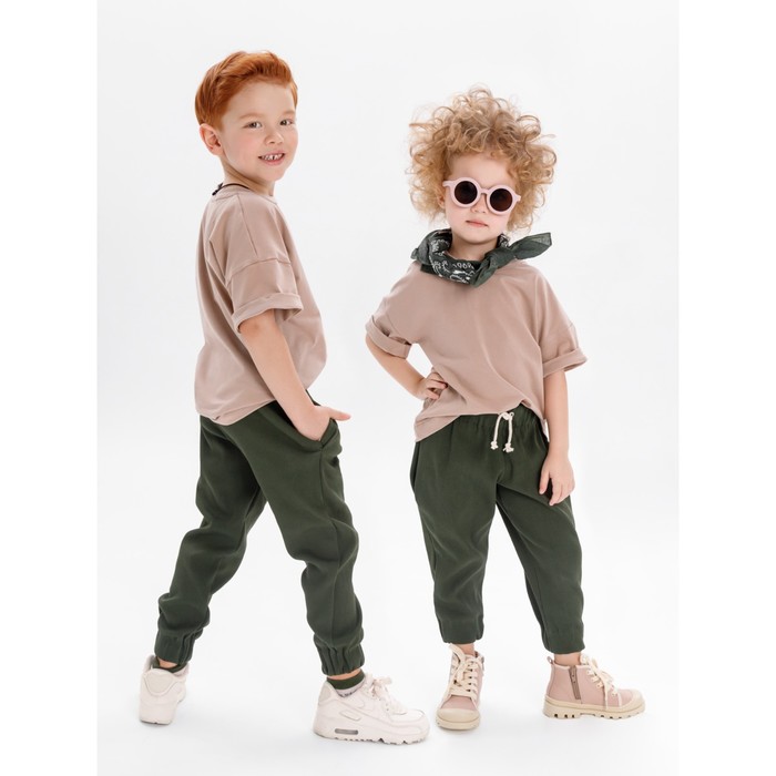 Костюм: футболка и брюки детский Jump, рост 92-98 см, цвет бежевый, хаки