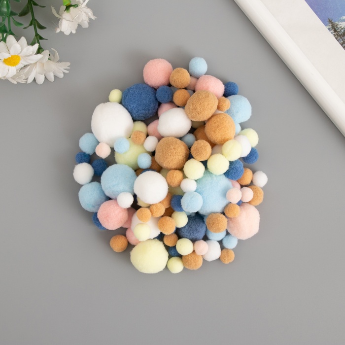 Декор для творчества "Помпончики. Пастила" d=1-3 см набор 135 шт - Фото 1