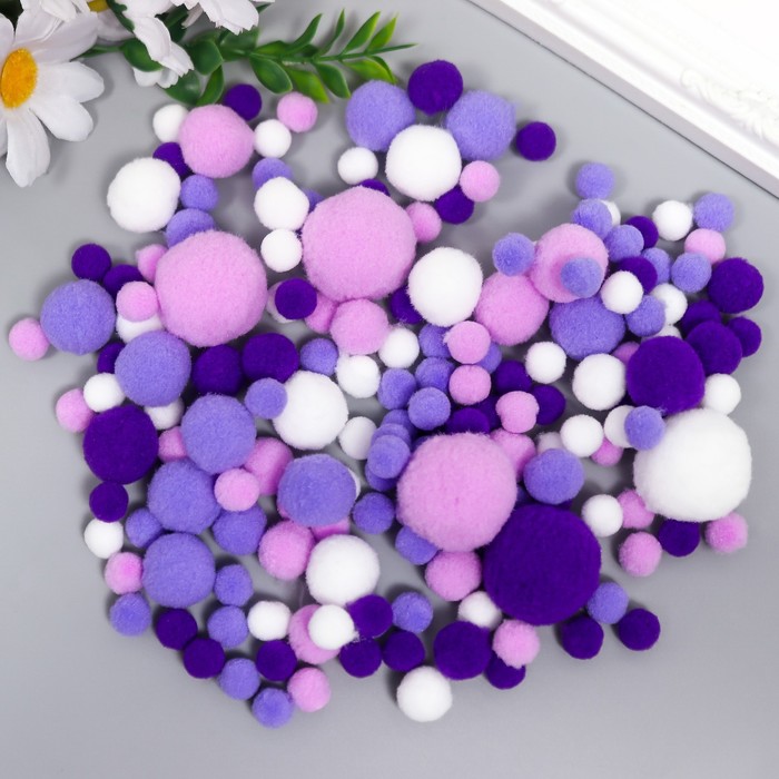 Декор для творчества «Бомбошки, фиолетовое настроение», 135 шт., d=1-3 см - Фото 1