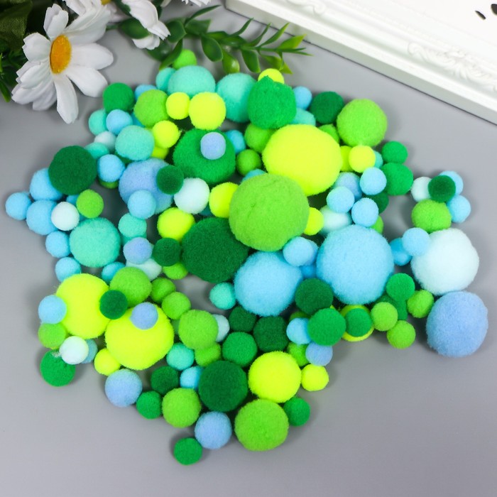 Декор для творчества «Бомбошки, морская волна», 135 шт., d=1-3 см - Фото 1