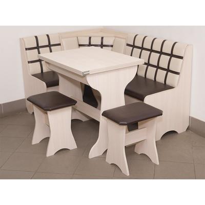 Кухонный уголок «КУ-19 Л 3», со столом, с табуретами, цвет млечный/бежевый/коричневый