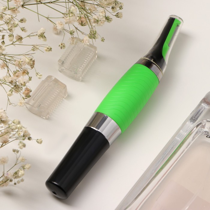 Триммер Luazon LTRI-20, для носа/ушей/бровей/бороды, с подсветкой, от батарейки ААА×1, зелёный - Фото 1