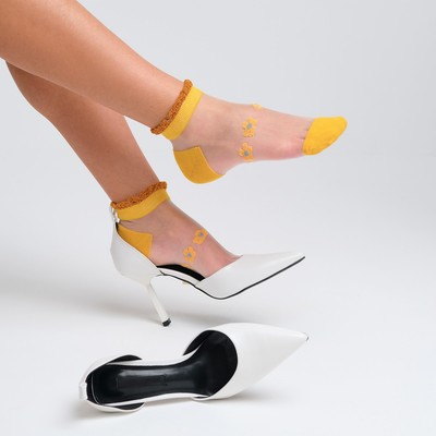 Носки женские стеклянные MINAKU «Цветы», жёлтые, размер 35-37 (23 см)