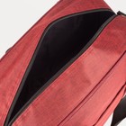 Сумка дорожная на молнии, наружный карман, длинный ремень, цвет бордовый - Фото 3
