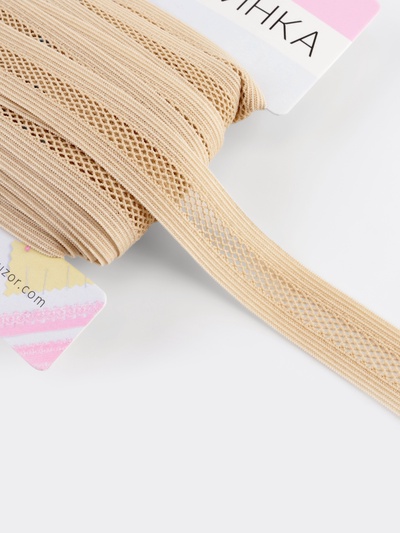 Резинка декоративная бельевая, 18 мм, 10±1 м, бежевая