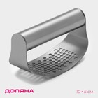 Пресс для чеснока Доляна Steel, 10×5 см, цвет серебряный - Фото 1