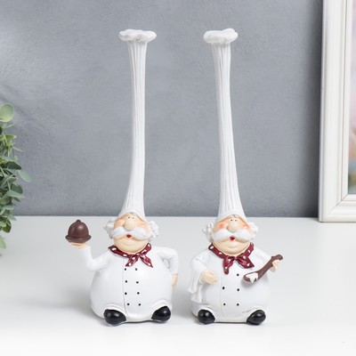 Набор фигурок полистоун «Усатые шеф-повара в длинных колпаках», 2 шт., 27×11.5 см