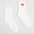 Носки махровые MINAKU с сердечком, цвет белый, размер 36-39 (23-25 см) - фото 1515598
