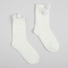 Носки женские махровые MINAKU с бомбошками, цвет белый, размер 36-39 (23-25 см) - фото 319887796