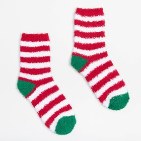 Носки новогодние махровые MINAKU в красно-бел полоску, р-р 36-39 (23-25 см)
