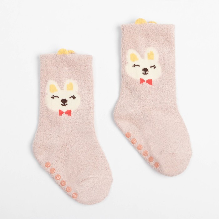 Носки детские махровые со стопперами MINAKU, цвет розовый, размер 10-12 см - Фото 1