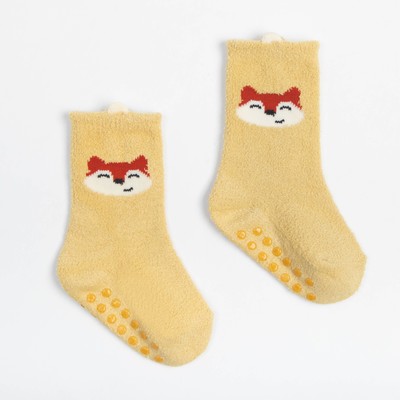 Носки детские махровые со стопперами MINAKU, жёлтые, размер 12-14 см