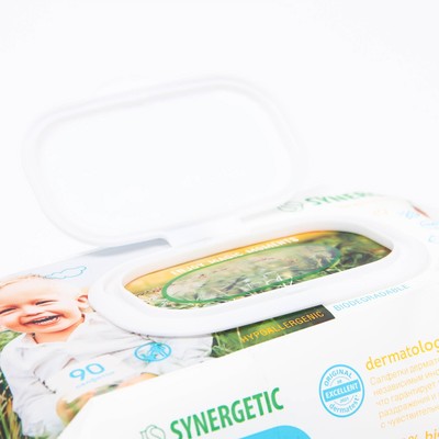 Влажные салфетки Synergetic Pure&Natur пантенол и овсяное молочко, 90 шт.